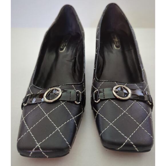 BRAZILIAN EXPLOSION by Gracienne Black Quilted Leather 2" Chunky Heel 39 US 8.5 - Picture 2 of 9